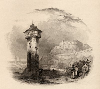 The Roman Tower in Thal, Ehrenbreitstein, engraved by Wallis, illustration from 